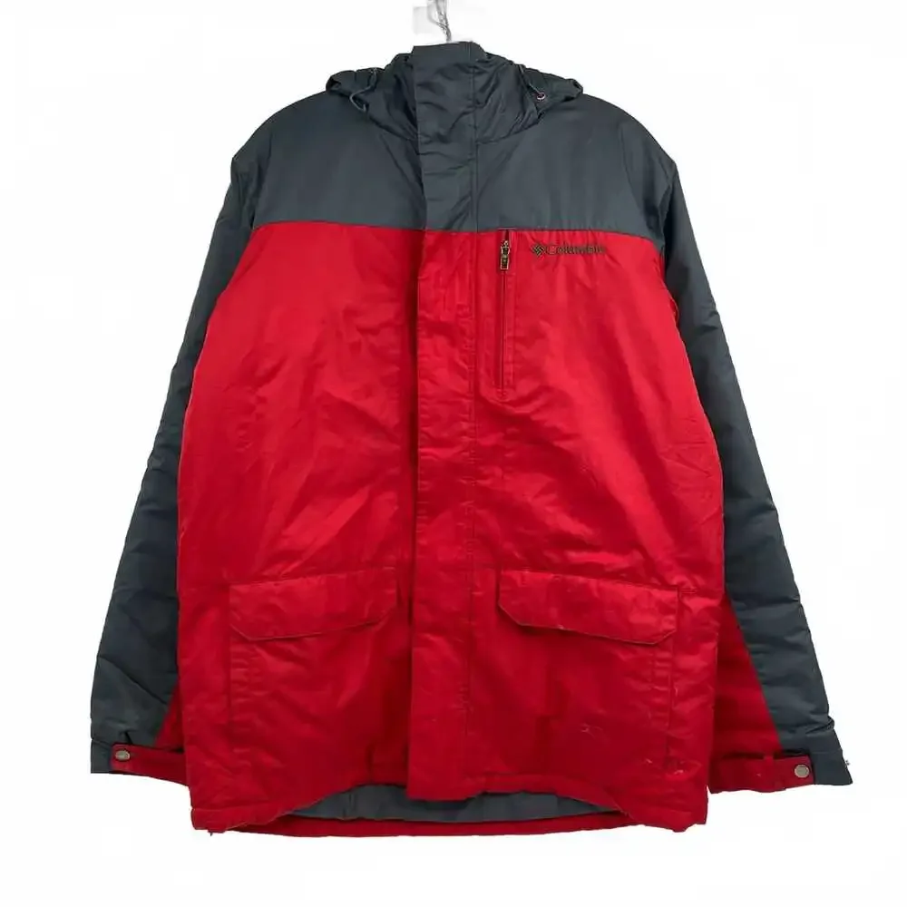 Columbia Red Gray Winter Puffer Jacket | Men’s Medium